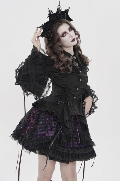 Ruffled Lolita Skirt - Black/purple Multi-layered, 2 Colors, Women's Style, Gothic Style - additional product view 5
