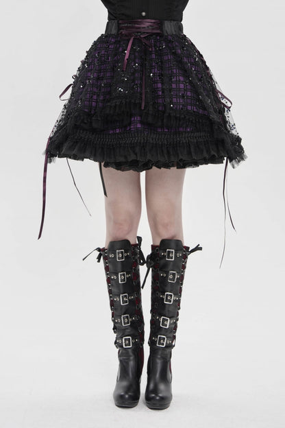 Ruffled Lolita Skirt - Black/purple Multi-layered, 2 Colors, Women's Style, Gothic Style - additional product view 6