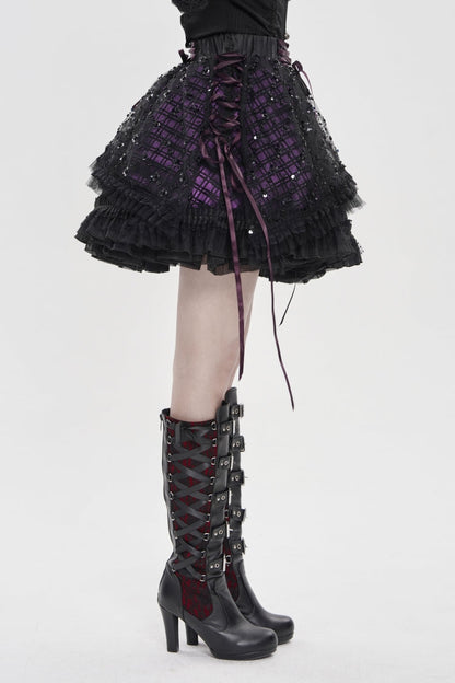 Ruffled Lolita Skirt - Black/purple Multi-layered, 2 Colors, Women's Style, Gothic Style - additional product view 7