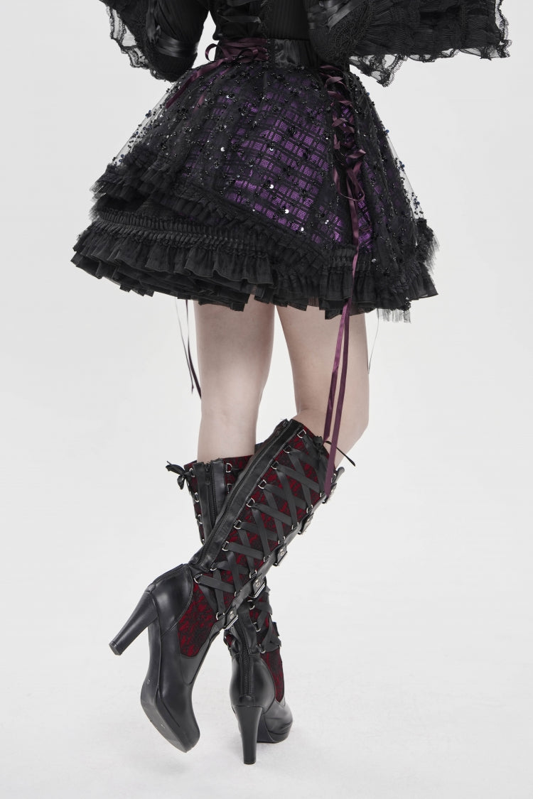Ruffled Lolita Skirt - Black/purple Multi-layered, 2 Colors, Women's Style, Gothic Style - additional product view 9