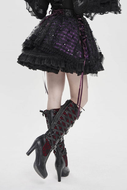 Ruffled Lolita Skirt - Black/purple Multi-layered, 2 Colors, Women's Style, Gothic Style - additional product view 9