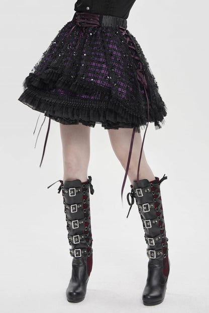 Ruffled Lolita Skirt - Black/purple Multi-layered, 2 Colors, Women's Style, Gothic Style - additional product view 10