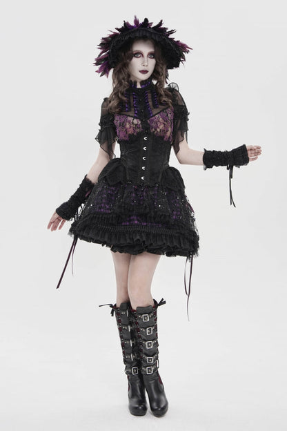 Ruffled Lolita Skirt - Black/purple Multi-layered, 2 Colors, Women's Style, Gothic Style - main product image