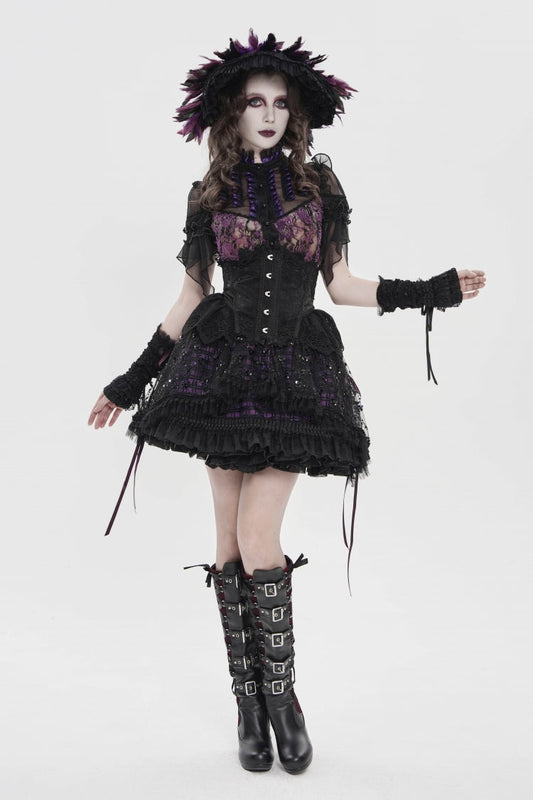 Ruffled Lolita Skirt - Black/purple Multi-layered, 2 Colors, Women's Style, Gothic Style - main product image
