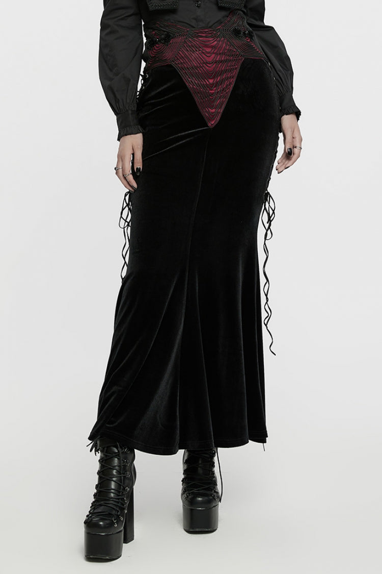 Ruffled Lolita Skirt - Black/red, 2 Colors, Women's Style, Embroidered, Lace-Up - additional product view 2