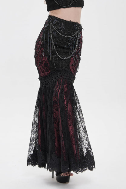 Ruffled Lolita Skirt - Black/red Double-layered, 2 Colors, Women's Style, Embroidered - additional product view 2