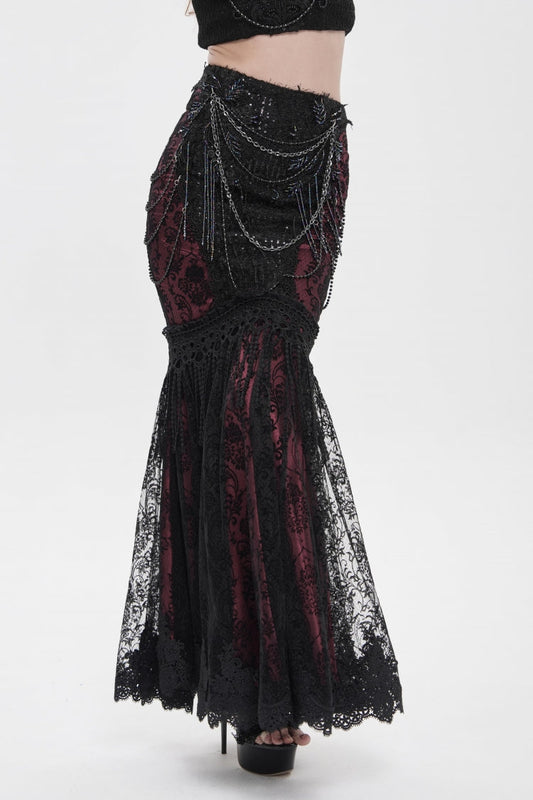 Ruffled Lolita Skirt - Black/red Double-layered, 2 Colors, Women's Style, Embroidered - additional product view 2