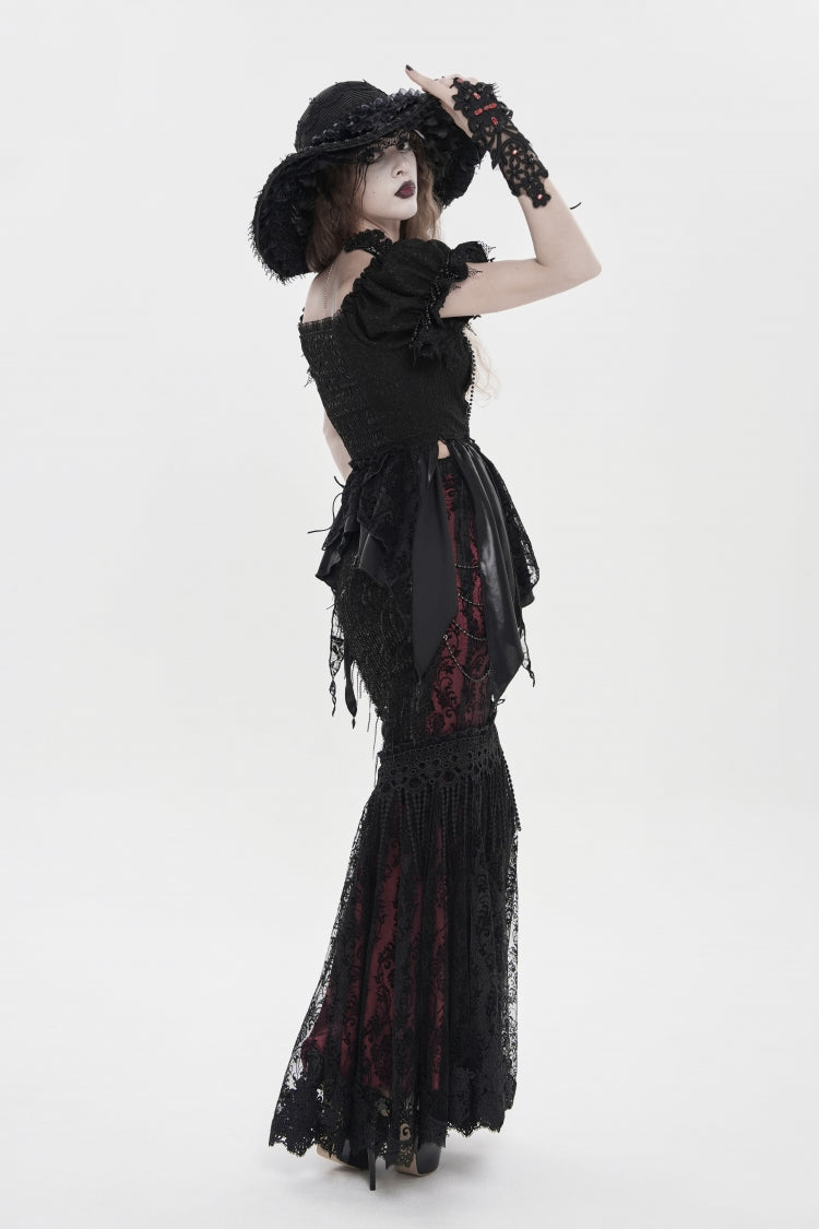 Ruffled Lolita Skirt - Black/red Double-layered, 2 Colors, Women's Style, Embroidered - additional product view 4