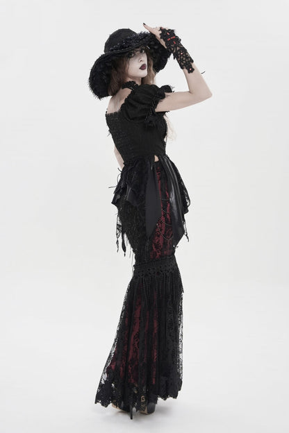 Ruffled Lolita Skirt - Black/red Double-layered, 2 Colors, Women's Style, Embroidered - additional product view 4