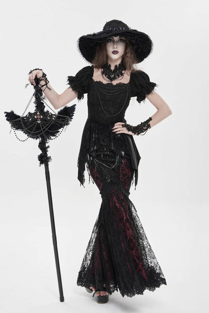 Ruffled Lolita Skirt - Black/red Double-layered, 2 Colors, Women's Style, Embroidered - additional product view 5