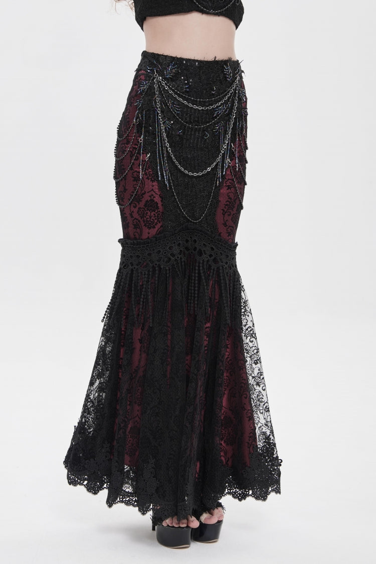 Ruffled Lolita Skirt - Black/red Double-layered, 2 Colors, Women's Style, Embroidered - additional product view 6