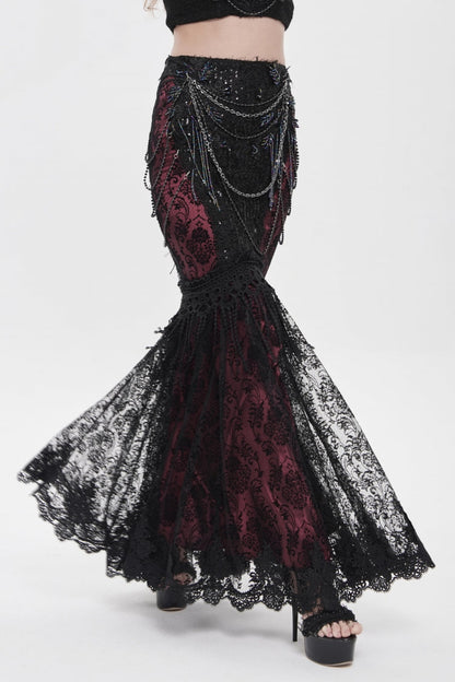 Ruffled Lolita Skirt - Black/red Double-layered, 2 Colors, Women's Style, Embroidered - additional product view 9