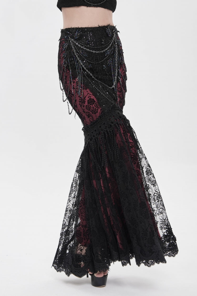 Ruffled Lolita Skirt - Black/red Double-layered, 2 Colors, Women's Style, Embroidered - additional product view 11
