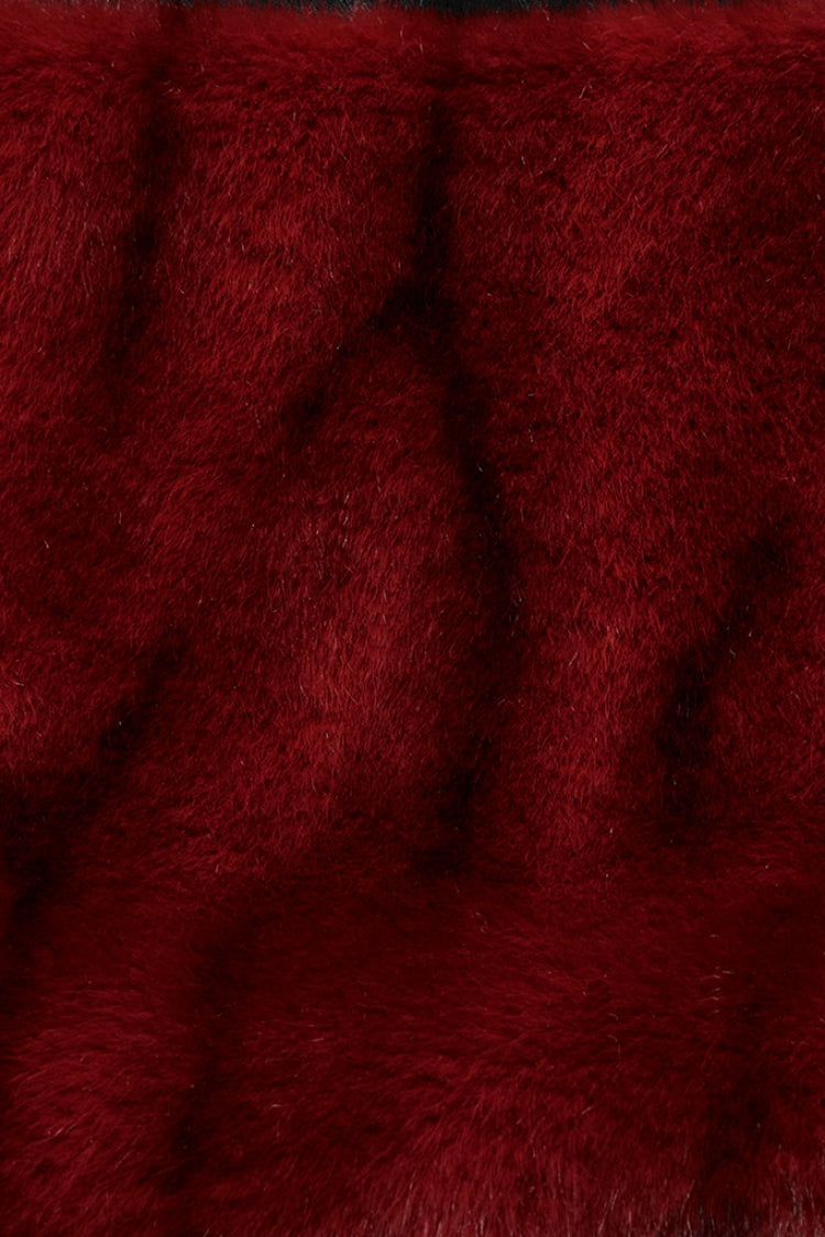 Ruffled Lolita Skirt - Black/red Faux Fur Stitching, 2 Colors, Women's Style, Lace-Up - additional product view 7