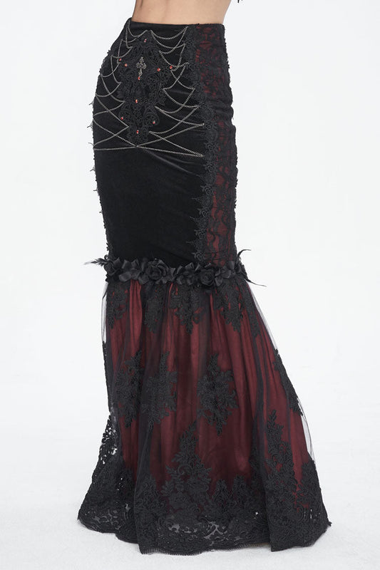Ruffled Lolita Skirt - Black/red High Waisted, 2 Colors, High Waist, Women's Style - additional product view 2
