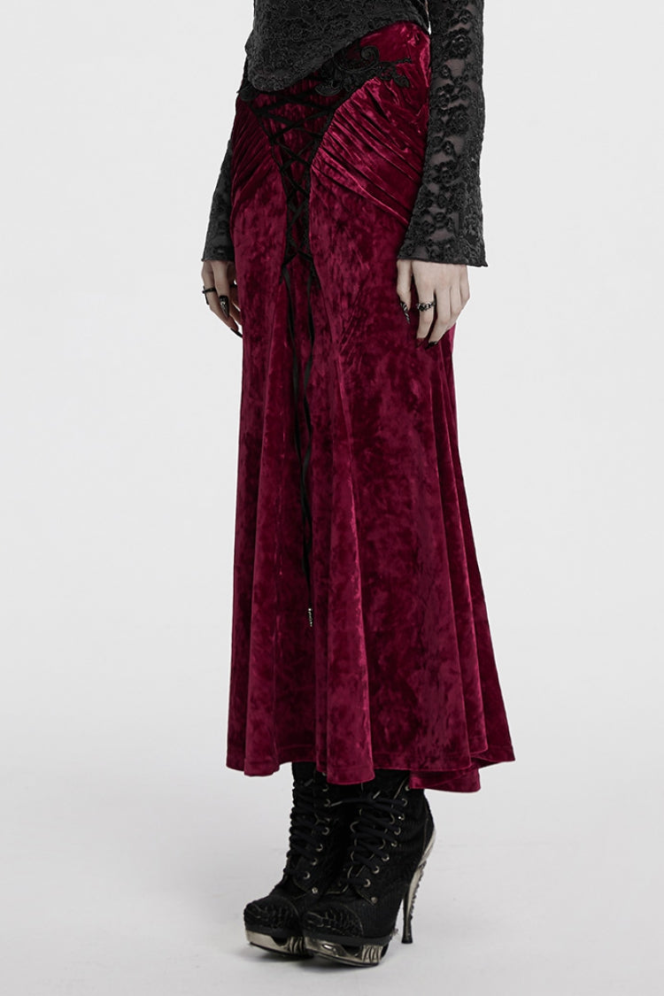 Ruffled Lolita Skirt - Black/red High Waisted Lace-up, 2 Colors, High Waist, Women's Style - additional product view 2