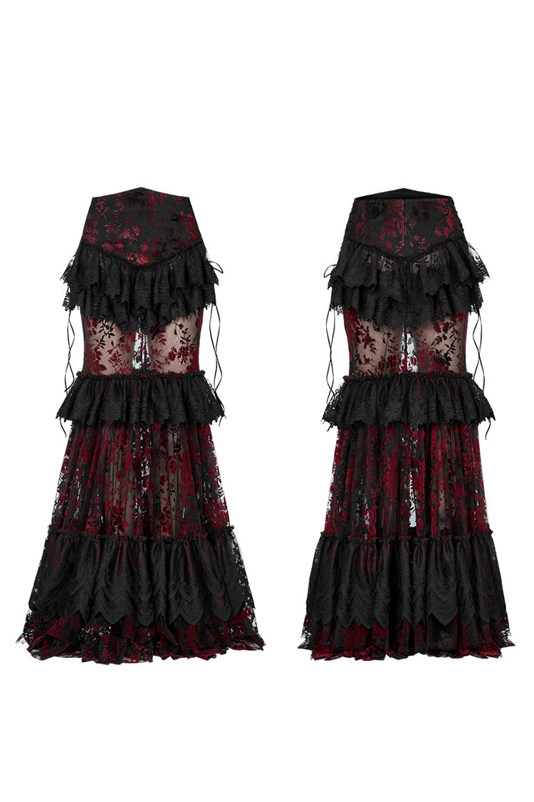 Ruffled Lolita Skirt - Black/red Layered, 2 Colors, Women's Style, Lace Trim, Ruffled - additional product view 5