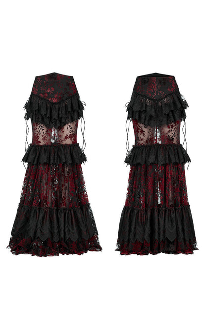 Ruffled Lolita Skirt - Black/red Layered, 2 Colors, Women's Style, Lace Trim, Ruffled - additional product view 5