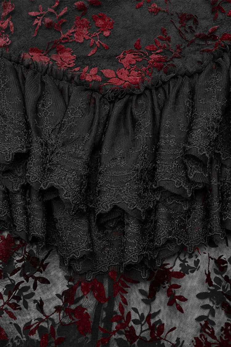 Ruffled Lolita Skirt - Black/red Layered, 2 Colors, Women's Style, Lace Trim, Ruffled - additional product view 9