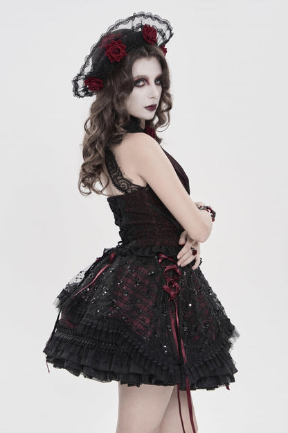 Ruffled Lolita Skirt - Black/red Multi-layered, 2 Colors, Women's Style, Gothic Style - additional product view 3