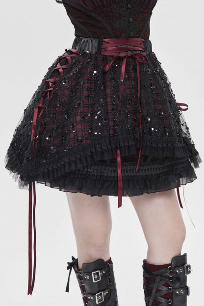 Ruffled Lolita Skirt - Black/red Multi-layered, 2 Colors, Women's Style, Gothic Style - additional product view 6