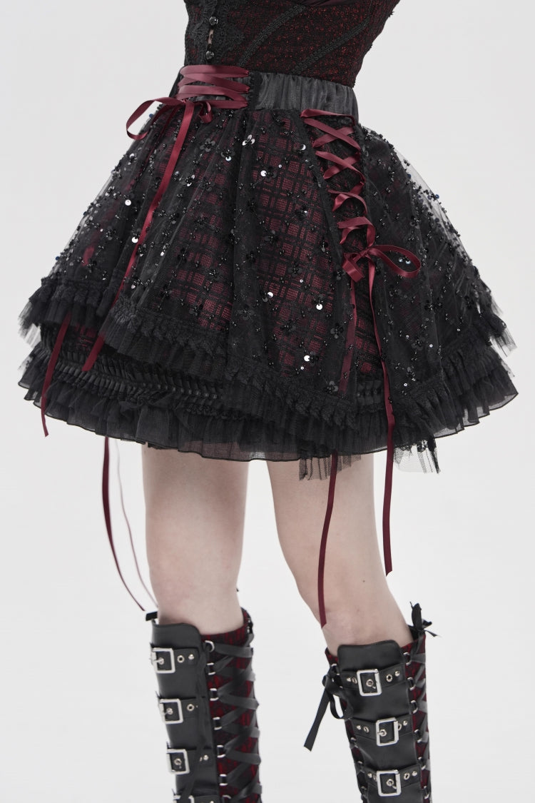 Ruffled Lolita Skirt - Black/red Multi-layered, 2 Colors, Women's Style, Gothic Style - additional product view 7