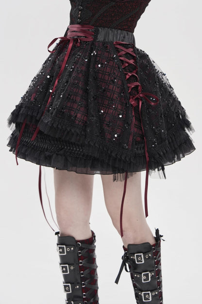 Ruffled Lolita Skirt - Black/red Multi-layered, 2 Colors, Women's Style, Gothic Style - additional product view 7