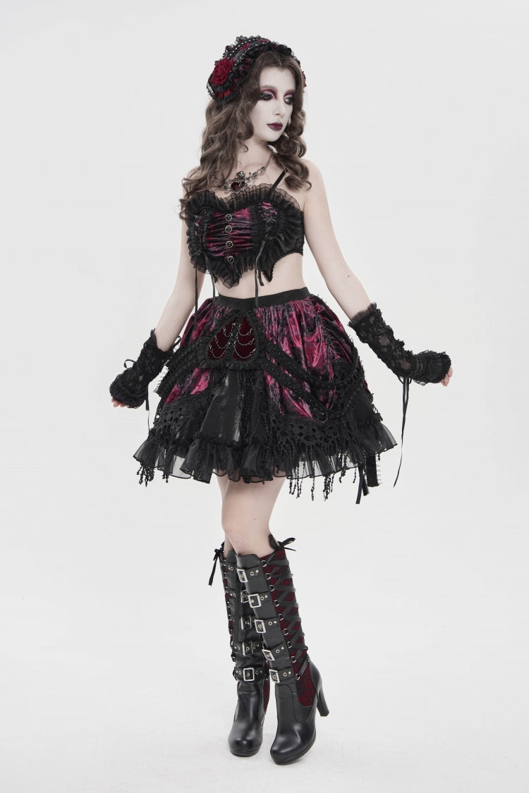 Ruffled Lolita Skirt - Black/red Multi-layered Tassels, 2 Colors, Women's Style - additional product view 4