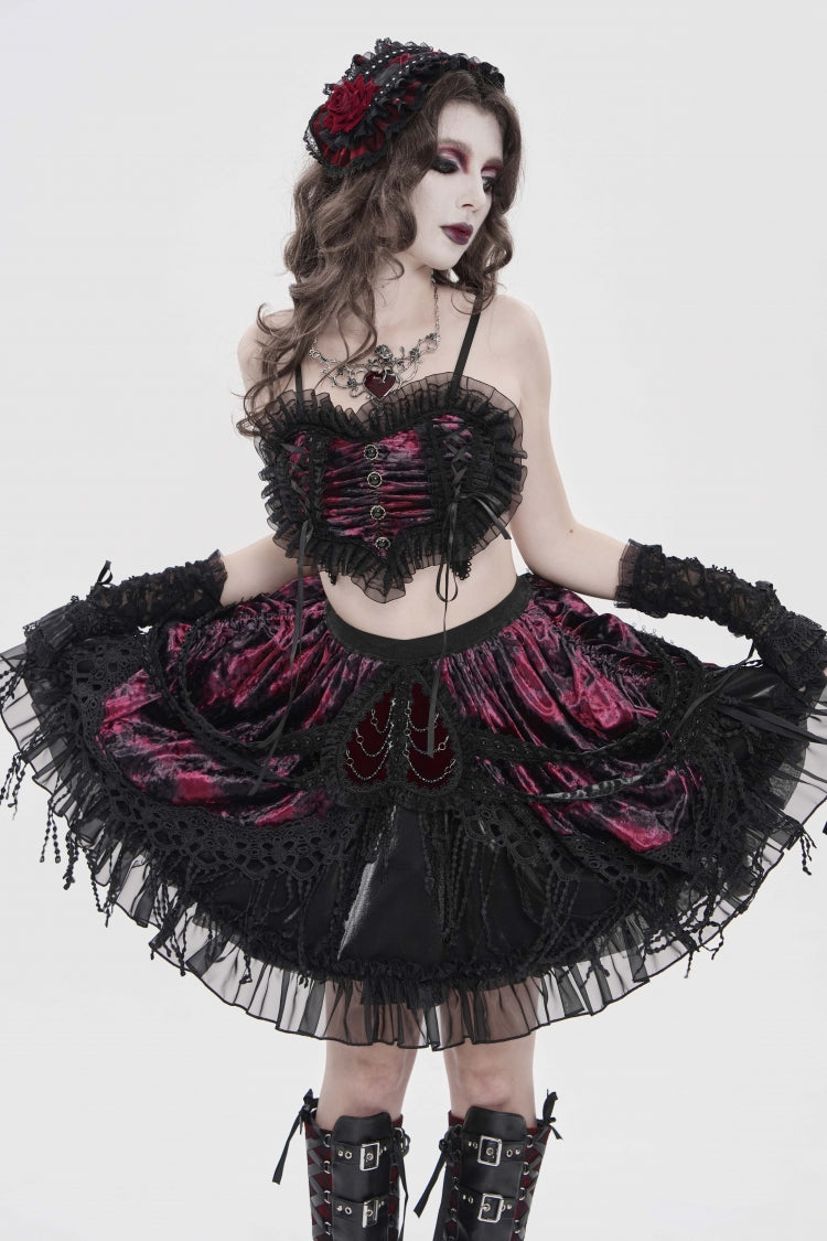Ruffled Lolita Skirt - Black/red Multi-layered Tassels, 2 Colors, Women's Style - additional product view 6