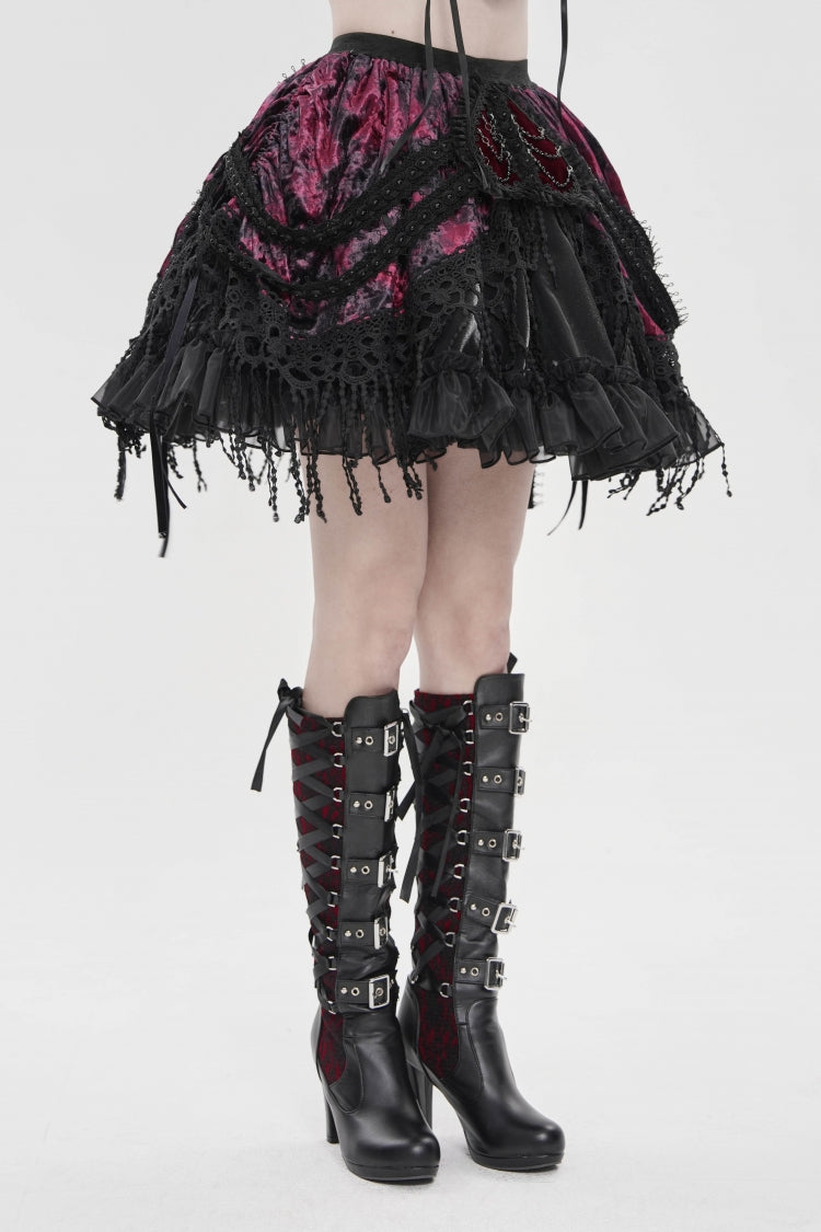 Ruffled Lolita Skirt - Black/red Multi-layered Tassels, 2 Colors, Women's Style - additional product view 8