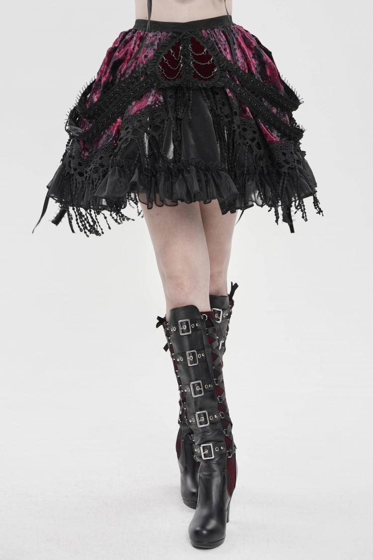 Ruffled Lolita Skirt - Black/red Multi-layered Tassels, 2 Colors, Women's Style - additional product view 11