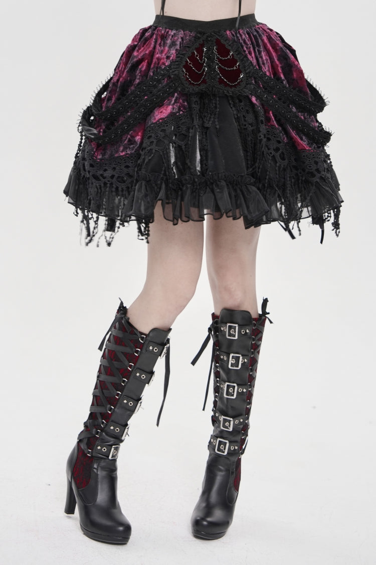 Ruffled Lolita Skirt - Black/red Multi-layered Tassels, 2 Colors, Women's Style - additional product view 12