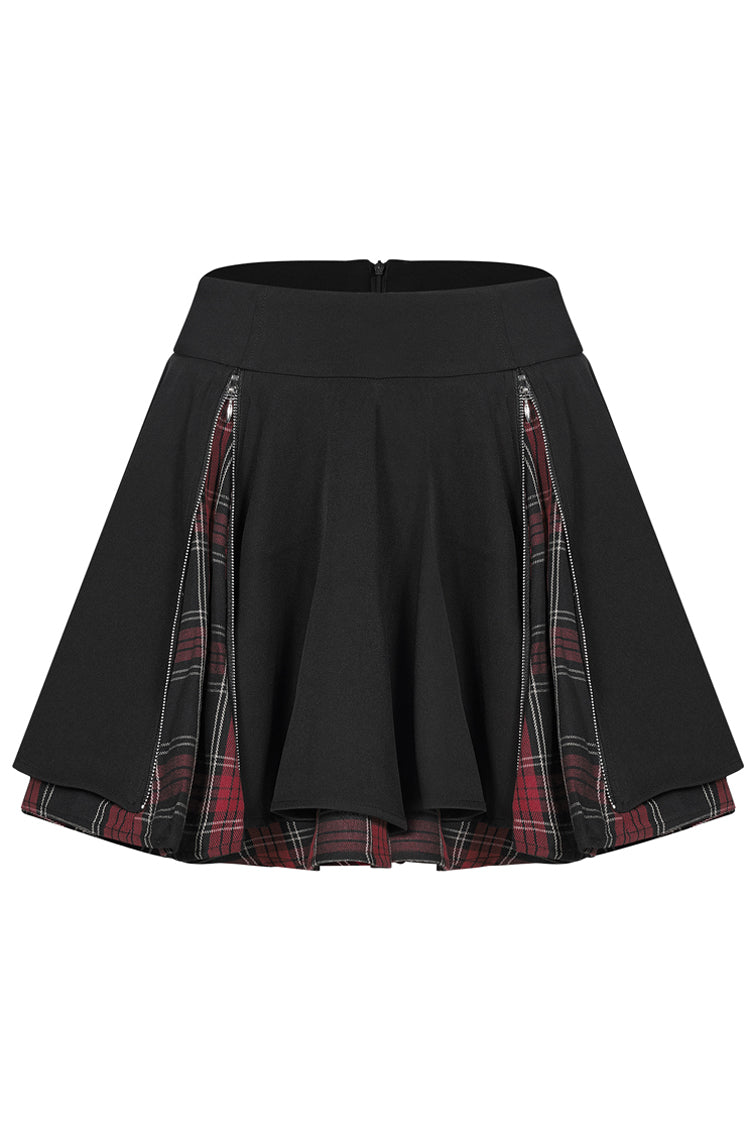 Ruffled Lolita Skirt - Black/red Splice Plaid Metal, 2 Colors, Pleated, Plaid - additional product view 5