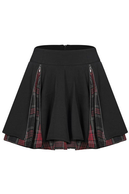 Ruffled Lolita Skirt - Black/red Splice Plaid Metal, 2 Colors, Pleated, Plaid - additional product view 5