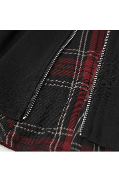 Ruffled Lolita Skirt - Black/red Splice Plaid Metal, 2 Colors, Pleated, Plaid - additional product view 6