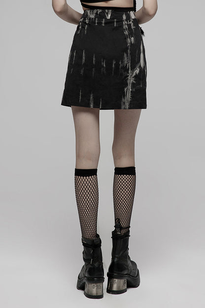 Ruffled Lolita Skirt - Black/white Hem Side Slit Design, 2 Colors, Slit Detail - additional product view 3
