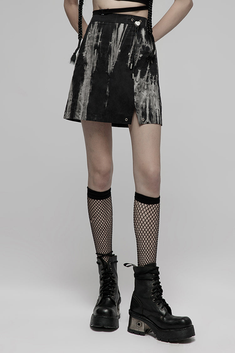 Ruffled Lolita Skirt - Black/white Hem Side Slit Design, 2 Colors, Slit Detail - main product image