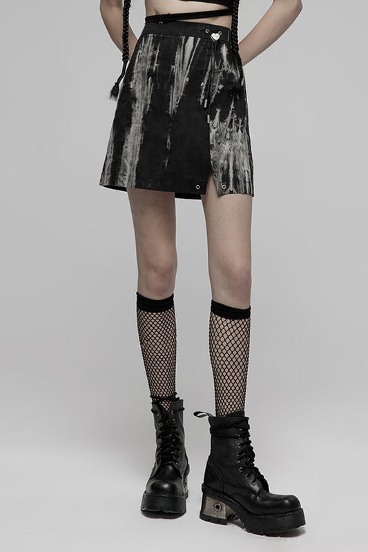 Ruffled Lolita Skirt - Black/white Hem Side Slit Design, 2 Colors, Slit Detail - main product image