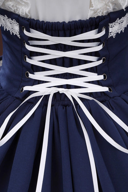 Ruffled Lolita Skirt - Blue/white Identity V Gardener, 2 Colors, Sweet Style, Bow Detail - additional product view 2