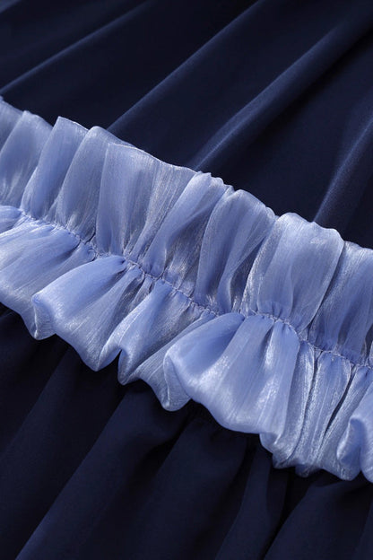 Ruffled Lolita Skirt - Blue/white Identity V Gardener, 2 Colors, Sweet Style, Bow Detail - additional product view 4