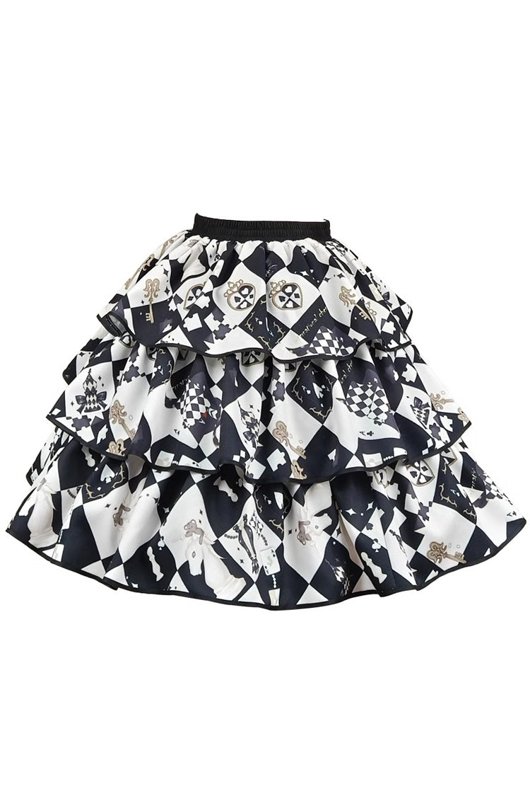 Ruffled Lolita Skirt - Board Games, 2 Colors, Printed, Layered, Ruffled - additional product view 4