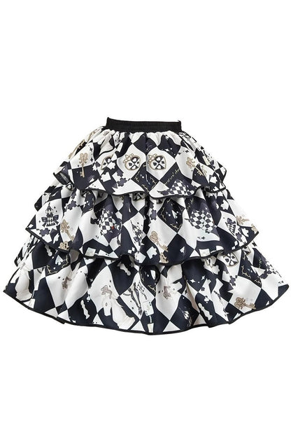 Ruffled Lolita Skirt - Board Games, 2 Colors, Printed, Layered, Ruffled - additional product view 4
