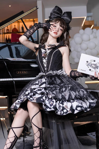 Ruffled Lolita Skirt - Board Games, 2 Colors, Printed, Layered, Ruffled - additional product view 5