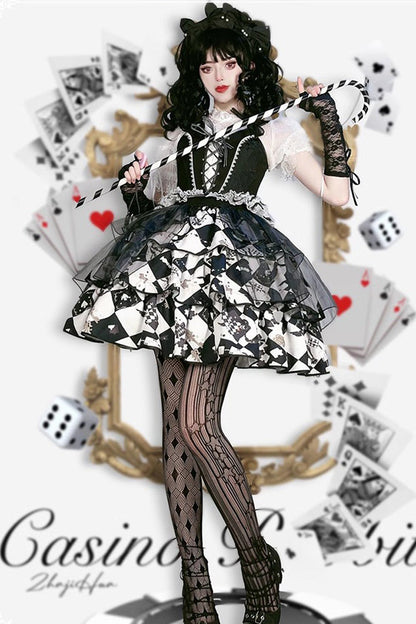 Ruffled Lolita Skirt - Board Games, 2 Colors, Printed, Layered, Ruffled - additional product view 7