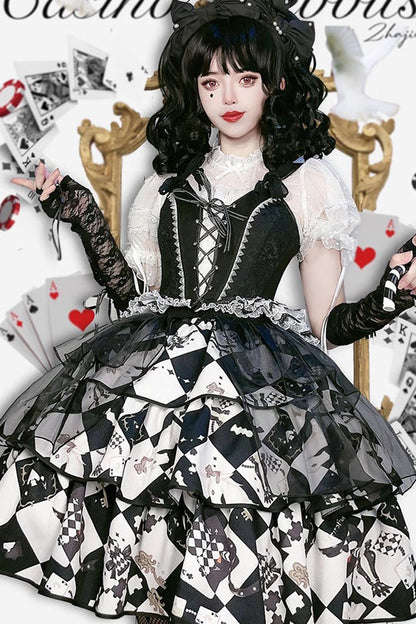 Ruffled Lolita Skirt - Board Games, 2 Colors, Printed, Layered, Ruffled - additional product view 9