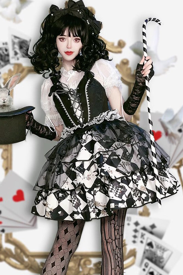Ruffled Lolita Skirt - Board Games, 2 Colors, Printed, Layered, Ruffled - main product image