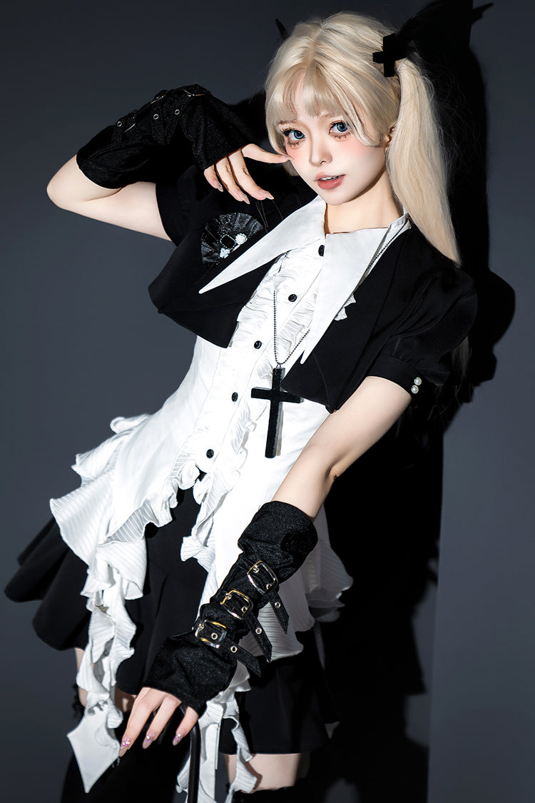 Ruffled Lolita Skirt - Broken Gemstones, Black, Ruffled, Gothic Style - additional product view 3