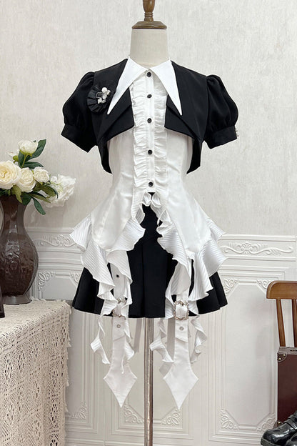 Ruffled Lolita Skirt - Broken Gemstones, Black, Ruffled, Gothic Style - additional product view 4