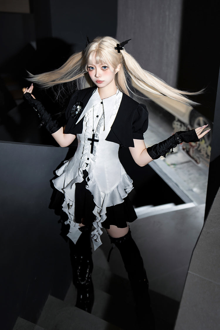Ruffled Lolita Skirt - Broken Gemstones, Black, Ruffled, Gothic Style - additional product view 6