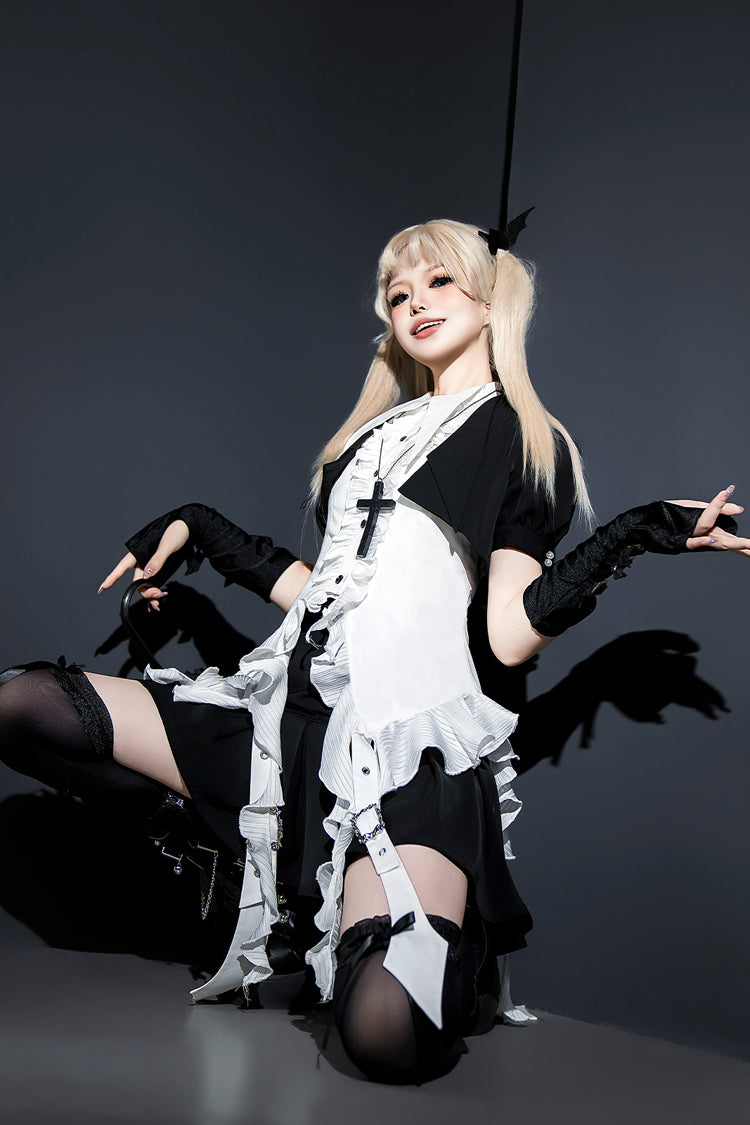 Ruffled Lolita Skirt - Broken Gemstones, Black, Ruffled, Gothic Style - additional product view 8
